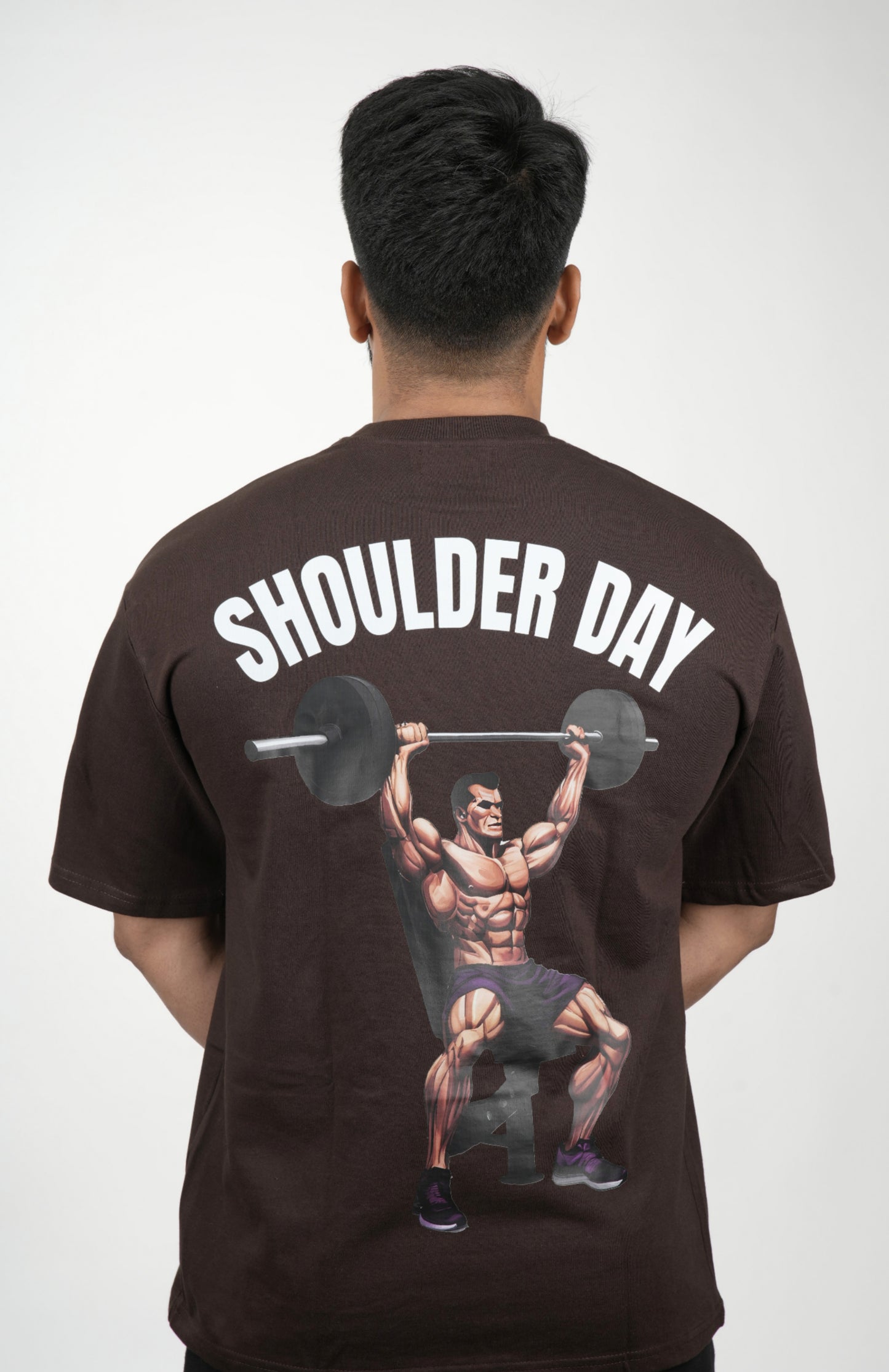 Men's Printed Round Neck Pure Cotton Coffee Half Sleeve T-Shirt for Shoulder Day at the Gym.